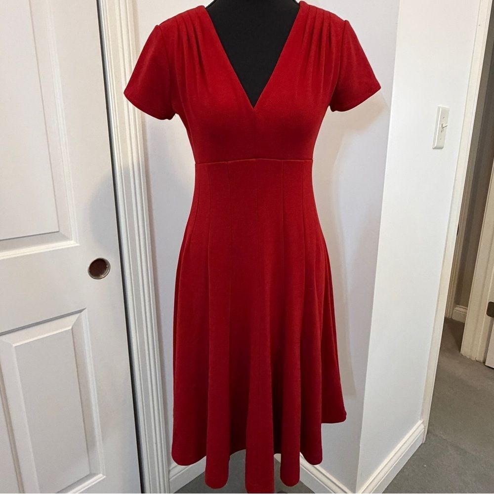 NWT Anthropologie Red Jersey Stretch Fit & Flare Short Sleeve Dress - XS Petite